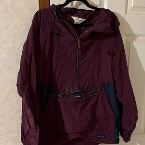 L.L. Bean Burgundy and Navy Rain Jacket size Large. Great condition!